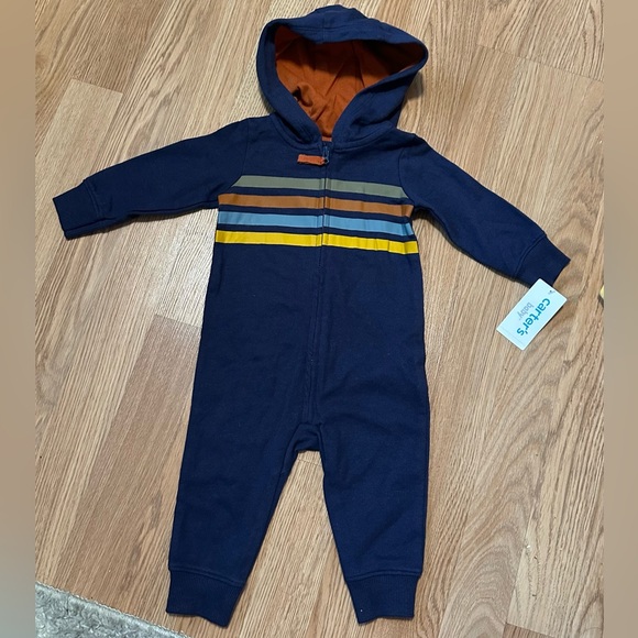 NWT Carters Full Zip Hooded Romper - Picture 1 of 6